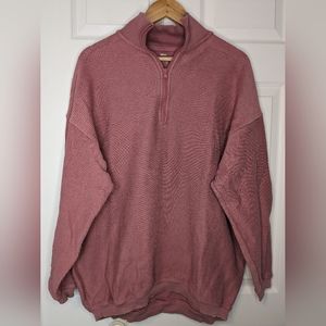 Aerie Oversized Corded 1/4 Zip Sweatshirt - Pink - Size S